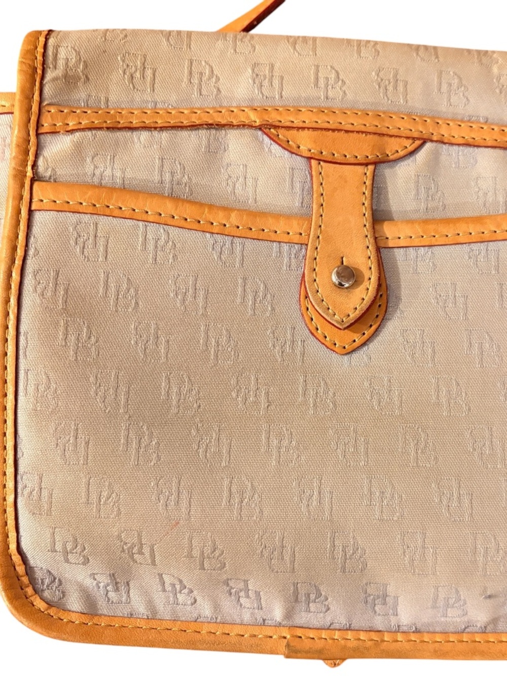 Dooney & Bourke Leather and Canvas Crossbody Signature Logo Bag Vintage Beige - Picture 11 of 12